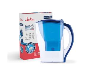 Jata Hogar HJAR1001 - Caraffa con filtro acqua da 2,5 litri, con 6 cartucce ioniche, riduce calce, cloro e residui di rame, acqua aromatizzata e purezza.
