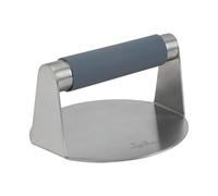 JATA HOGAR HPRE2544 - Pressa Smash Burgers in acciaio inox - Manico in silicone antiscivolo - Ideale per hamburger, carne, panini e verdure, facile da pulire e da usare, misura 14,5 x 7,5 cm