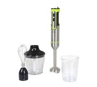 JATA JEBT1789 - Frullatore a mano 1200 W, velocità regolabile. Funzione TURBO con 17.000 giri/min. 4 lame in acciaio inox. Include accessori: tritatutto, frusta e bicchiere da 500 ml