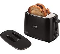 Jata TT631 Tostapane nero con cappuccio protettivo e due fessure extra larghe, con interruttore elettronico roast, 6 posizioni, corpo freddo, raccoglibriciole, nero