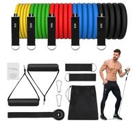JATEKA Elastici Fitness 5 Elastico Palestra Bande Elastiche Fitness Set Fasce di Resistenza Estensori per Pettorali Uomo 150LB per Yoga, Pilates