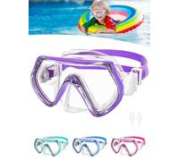 JATEKA Maschera Subacquea Bambini, Trasparente e Antiappannante Maschera Snorkeling, Bambini da 4 a 12 Anni (Purple)