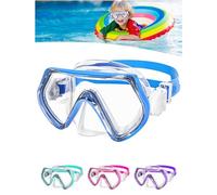 JATEKA Maschera Subacquea Bambini, Trasparente e Antiappannante Maschera Snorkeling, Bambini da 4 a 12 Anni (Blue)