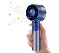 JATEKA Mini ventilatore manuale USB ricaricabile, 2600 mAh, in acciaio inox, portatile a batteria con 4 velocità per fino a 16 ore, compatto per viaggi, ufficio, casa e attività all'aperto (blu)