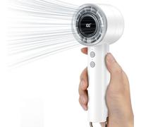JATEKA Mini ventilatore portatile portatile a mano, ventilatore USB, ventilatore manuale con display LED, ventilatore a mano da 3000 mAh, ventilatore portatile per ufficio, biblioteca, viaggi (bianco)
