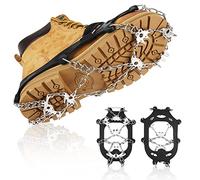 JATEKA Ramponi, 24 Denti Ramponi da Ghiaccio Antiscivolo Vero Acciaio Inossidabile Silicone Super Elastico Ice Tacchetti Copriscarpe Antiscivolo per Camminare, Jogging, Arrampicata, Pesca, Alpinismo-L