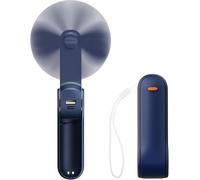 JATEKA Ventilatore Portatile 2 in 1, Mini ventilatore pieghevole ricaricabile, Velocità del vento regolabile, Ventilatore Silenzioso con Alimentatore Mobile, Adatto per Esterni, Viaggi, Ufficio