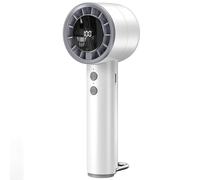 JATEKA Ventilatore portatile con batteria da 3000mAh - Ricaricabile via USB, 5 livelli di velocità, indicatore LED della batteria e gancio a D, mini ventilatore da viaggio per ufficio e casa (Bianco)