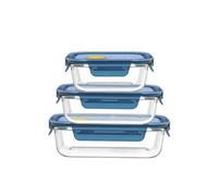 JATIBOSH Contenitori per Alimenti - Set di 3 Contenitori Ermetici con Coperchio, Resistenti al Freddo e al Calore, Trasparenti e Impilabili, Ideali per Meal Prep e Organizzazione della Cucina.