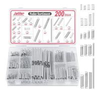 JatilEr Set di 200 molle di trazione, 20 misure, molle in metallo, molle a spirale, in acciaio inox, con scatola, set di molle a molla per attrezzi, attrezzature, utensili manuali, auto