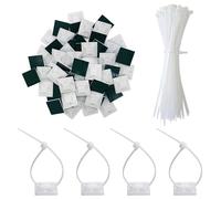 jatimdotin 200 Pezzi Fascette Stringicavo, Fascette Plastica Bianco Con 100 Pezzi Fermacavi Adesivi, 150mm x 2.5mm Fascette Stringicavo Ideali per Cablaggi Elettrici, Giardinaggio