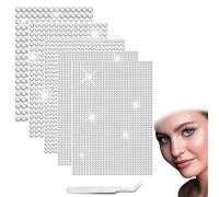 jatimdotin 2542 pietre glitterate autoadesive, 3/4/5/6 mm, con pinzette, pietre in argento per trucchi, decorazioni per unghie, oggetti fai da te