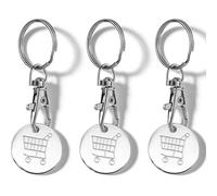 jatimdotin 3 Pezzi Chiave per Carrello della Spesa in Acciaio Inox, Portachiavi Gettone Carrello Spesa Rimovibile, Sblocca Carrello Spesa per Carrelli della Spesa