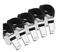 jatimdotin 5pcs Fischietto, Fischietto Arbitro, Fischietti Sportivi in Acciaio Inox con Cordino, Fischietti con Suono Forte E Nitido per Calcio, Arbitri, Allenatori