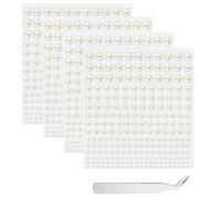 jatimdotin 900 Pezzi Adesivo con Perle, 4 Fogli Perline Adesive Mezze Decorative Autoadesive 2/3/4/5/6mm, Decorazione Fai Da Te Adesivi con Pinzette, Perle Adesivi per Manicure, Trucco, DIY