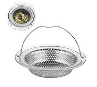 jatimdotin Filtro Lavello Cucina, Filtri Scarico Lavandino in Acciaio Inossidabile con Manico, Protezioni per Scarico Cucina, Lavandino Filtro per Doccia, Vasca da Bagno, Lavabo (11 x 8 x 2 cm)