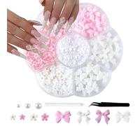jatimdotin Nail Charms, Nail Art 3D Nail Charms per Fiocco Unghie con Fiori, Perle Unghie Nail Art, Nail Decorazioni per Fai-da-te Nail Art Design