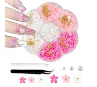 jatimdotin Nail Charms, Nail Art 3D Nail Charms per Fiocco Unghie con Fiori, Perle Unghie Nail Art, Nail Decorazioni per Fai-da-te Nail Art Design (Rosa Rossa)