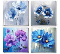 JATOK Kit da dipingere con i numeri, per adulti, kit di pittura per principianti su tela colorata trasparente, facile da usare con pigmenti acrilici fai da te, decorazione da parete per la casa, fiore