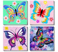 JATOK Kit da dipingere con i numeri, per adulti, kit di pittura per principianti su tela colorata trasparente, facile da usare con pigmenti acrilici fai da te, decorazione da parete per la casa