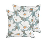 JATROPHA Set di 2 cuscini Trama floreale Azzurro 45 x 45 cm Cotone