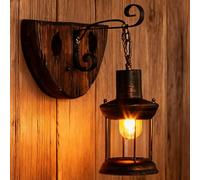 Jatwefiv Lampada da Parete Legno Retro Applique da Rustica del Salone Lámpada da Muro Legno LED EZ7 Lampadas da Parete Rustico Nostalgia per Soffitta Taverna Cafe Bar,I