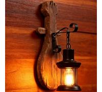 Jatwefiv Lampada da Parete Legno Retro Applique da Rustica del Salone Lámpada da Muro Legno LED EZ7 Lampadas da Parete Rustico Nostalgia per Soffitta Taverna Cafe Bar,F