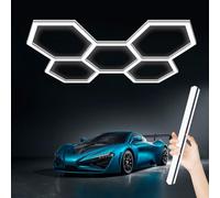 Jatwefiv Plafoniera LED a Nido d'Ape 5-Hex 168W 6500K, Luci Garage Esagonali IP54 Super Luminose per Auto Detailing/Officine/Centri Commerciali,Nero