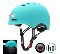 Jauarta Casco per Ciclismo Leggero a LED, Fari Illuminati e Fanali Posteriori di Avvertimento, Batteria Ricaricabile USB, Dimensioni Regolabili, per Andare in Bicicletta, (Blu #41)