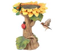 Jauarta Polyresin Sunflower Bird Bird Bath Garden Ornament Resin Bird Meeder, Esposto in Aiuole o Giardini del Paese delle Meraviglie, Attirano Uccelli Canori, Adatti All'arredamento (Colore