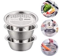 Jauarta Set di Trituratore in Acciaio Inossidabile Multifunzionale, Scarico, Grattugia e Bacino per Frutta e Verdura con Riso e funzionalità di Pentola Calda (30 cm)