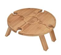Jauarta Tavolo da Vino Portatile, Tavolo da Picnic Pieghevole per Esterni in Legno con Supporto per Bicchiere di Vino, Vassoio per Snack da Tavolo da Vino da Campeggio Portatile