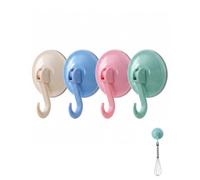 JAUBCN Ganci a Ventosa, 4 Pezzi, Beige, Blu, Rosa e Verde | Quattro ganci orientabili per superfici lisce e non porose come piastrelle o vetro; verificare l'aderenza.