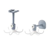 Jauhmui 2 ganci per utensili da cucina, ganci pieghevoli girevoli a 360°, con 6 ganci girevoli, multifunzionali, ganci autoadesivi, antiscivolo, pieghevoli, per cucina, armadio, bagno (grigio)