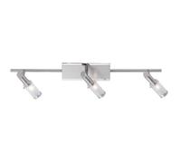 Java Exclusiv 55153 Faretti da soffitto, in vetro satinato e/Bordo Trasparente, 3 lampadine alogene, Nichel Opaco/cromo