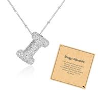 JAVARNV Collana con lettera a bolla, collane con iniziale, per donne, con strass grossi e ciondolo a forma di bolla con nome, per anniversario, regalo di compleanno, Metallo, Non pietra preziosa