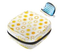 JAVENPROEQT 1 borsa per assorbenti igienici, grande, riutilizzabile, per il primo ciclo mestruale, per ragazze, donne, 17 x 17 x 12 cm, motivo giallo con sole carino, multicolore, 4.7x6.6x6.6