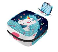 JAVENPROEQT 1 borsa per assorbenti igienici, grande, riutilizzabile, per il primo ciclo mestruale, per ragazze, donne, 17 x 17 x 12 cm, motivo unicorno blu magico Love Candy
