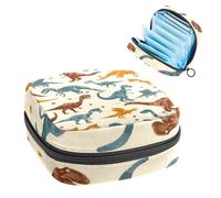 JAVENPROEQT 1 borsa per assorbenti igienici, grande, riutilizzabile, per il primo ciclo mestruale, per ragazze, donne, 17 x 17 x 12 cm, motivo: dinosauri senza cuciture, multicolore, 4.7x6.6x6.6