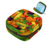 JAVENPROEQT 1 borsa per assorbenti igienici, grande, riutilizzabile, per il primo ciclo mestruale, per ragazze, donne, 17 x 17 x 12 cm, verdure colorate