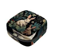 JAVENPROEQT 1 borsa per assorbenti igienici, grande, riutilizzabile, per il primo ciclo mestruale, per ragazze e donne, 17 x 17 x 12 cm, coniglio carino con fiori, Multicolore 09, 4.7x6.6x6.6