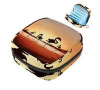 JAVENPROEQT 1 borsa per assorbenti igienici, grande, riutilizzabile, per il primo ciclo mestruale, per ragazze e donne, 17 x 17 x 12 cm, motivo: fenicotteri al tramonto