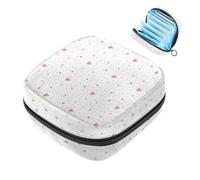 JAVENPROEQT 1 borsa per assorbenti igienici, grande, riutilizzabile, per il primo ciclo mestruale, per ragazze e donne, 17 x 17 x 12 cm, motivo a cuori rosa e pois
