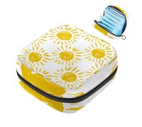JAVENPROEQT 1 borsa per assorbenti igienici, grande, riutilizzabile, per il primo ciclo mestruale, per ragazze, donne, 17 x 17 x 12 cm, motivo giallo sole