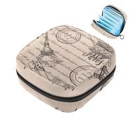 JAVENPROEQT 1 borsa per assorbenti igienici, grande, riutilizzabile, per il primo periodo, per ragazze, donne, donne, 17 x 17 x 12 cm, Torre Eiffel, Parigi e fiori, Multicolore 04, 4.7x6.6x6.6