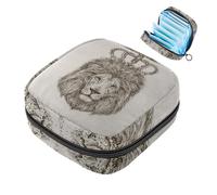 JAVENPROEQT 1 borsa per assorbenti igienici, grande, riutilizzabile, per il primo periodo, per ragazze, donne, donne, 17 x 17 x 12 cm, disegnato a mano Re Leone