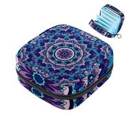 JAVENPROEQT 1 borsa per assorbenti igienici, grande, riutilizzabile, per il primo periodo, per ragazze, donne, donne, 17 x 17 x 12 cm, motivo mandala viola rotondo