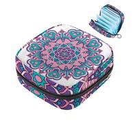 JAVENPROEQT 1 borsa per assorbenti igienici, grande, riutilizzabile, per il primo periodo, per ragazze, donne, donne, 17 x 17 x 12 cm, motivo mandala bohémien, fiori indiani, multicolore, 4.7x6.6x6.6