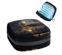 JAVENPROEQT 1 borsa per assorbenti igienici, grande, riutilizzabile, per il primo periodo, per ragazze, donne, donne, 17 x 17 x 12 cm, naturale notte di luna lago, multicolore, 4.7x6.6x6.6 in/12x17x17