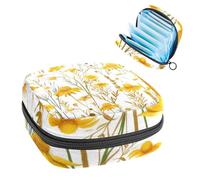 JAVENPROEQT 1 borsa per assorbenti igienici, grande, riutilizzabile, per il primo periodo, per ragazze, donne, donne, 17 x 17 x 12 cm, erbe gialle e fiori di camomilla, multicolore, 4.7x6.6x6.6